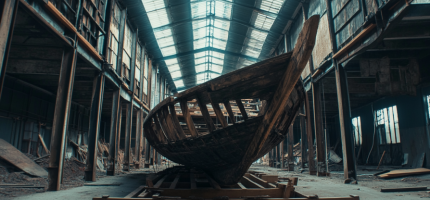 thefablesoflife_Photo_of_a_ship_frame_in_a_warehouse_ca242cd8-cdd2-4e07-bb8f-98dd3a103ce0
