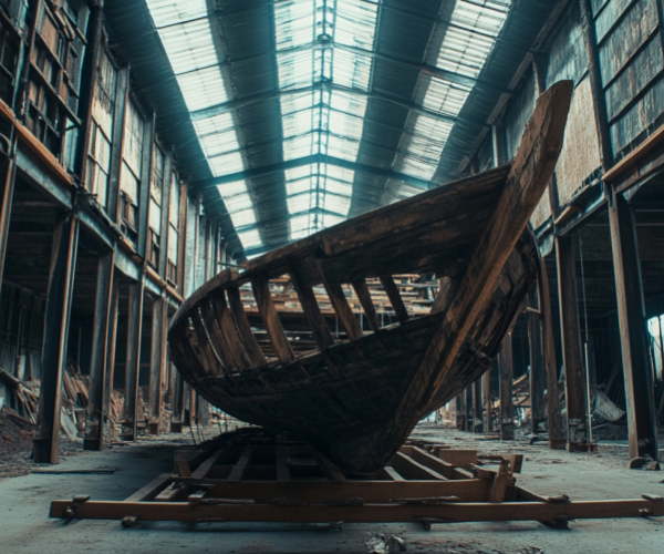 thefablesoflife_Photo_of_a_ship_frame_in_a_warehouse_ca242cd8-cdd2-4e07-bb8f-98dd3a103ce0